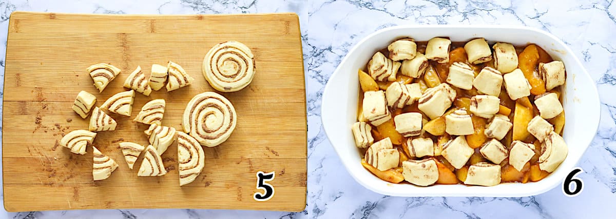 Cut up the buns and top the dessert