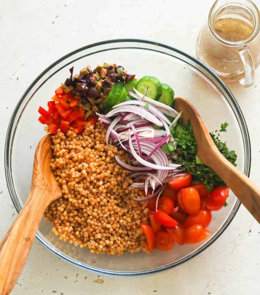Israeli Couscous in a Clear Bowl