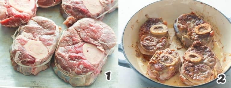 Searing the meat shanks