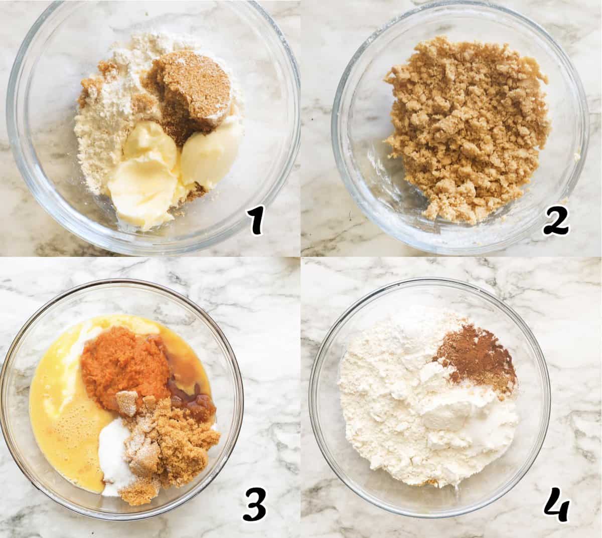 Make the streusel and mix wet and dry ingredients separately